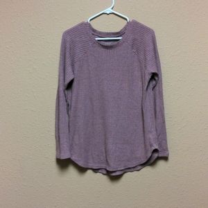 American eagle small purple lilac lavender long sleeve waffle top blouse shirt